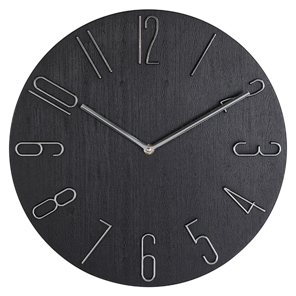 Maxbell Maxbell 12'' Wall Clock Quartz Round Wall Clock Silent Wall Clock Battery Operated Black