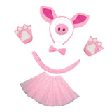 Maxbell Pig Costume Accessories Ears Headband Nose Bowtie Tail for Stage Shows Party Pink Star Skirt