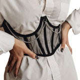 Maxbell Maxbell Sexy Women Corset Belt See Through Blouse Waist Chain Cinch Girdle Black M