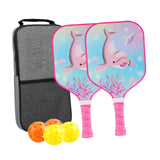 Maxbell Kids Pickleball Paddle with 2 Rackets 4 Pickleballs for Sports Supplies Pink