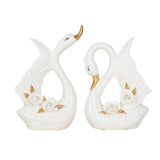 Maxbell 2x Couple Swan Statues Tabletop Ornament for Cabinet Table Centerpiece Decor