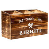 Kitchen Utensils Holder Wood Cutlery Silverware Holder for Cafe Home Cooking Brown