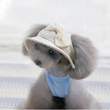 Maxbell Maxbell Pet Dog Puppy Artificial Pearl Baseball Hat Strap Cap Sunbonnet With Ears Holes L