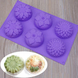 Maxbell 6-Cavity Silicone Cake Molds Flower Shape Cake Chocolate Cupcake Baking Pan Tray Decorating Ice Cube Trays, Ramdon Color - Aladdin Shoppers