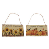 Maxbell 2pcs Rustic Wood Plaque Autumn Blessings Board Happy Harvest Hanging Sign