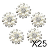 Maxbell 25xPhenovo Crystal Faux Pearl Flower Button Decoration DIY 30mm 5pcs Beige