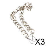 Maxbell 3xBag Chain Strap Charms Flat Crossbody DIY Handbag Purse Silver 60cm