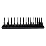 Maxbell Metric Socket Tray Rack Holder Storage Tool Organizer 1/4" 3/8" 1/2" Black
