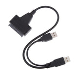 Maxbell Maxbell Dual USB 2.0 to SATA 15+7 Pin Data Power Cable Connector for 2.5" HDD