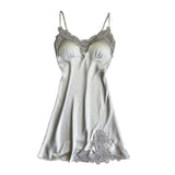 Maxbell Maxbell Women Sexy See-through Nightgown Sleeveless Lace Chemise Nightdress  M