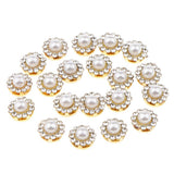 Maxbell 40x Faux Pearl Buttons Rhinestone Embellishments Flatback for DIY 10mm+8mm