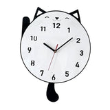 Maxbell Cat Wall Clock Cute Stylish Wall Decoration for Dining Room Kids Room Office White