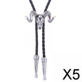Maxbell 5xGoat Western Bolo Tie Cowboy Necktie Costume Men Women Silver