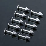Maxbell 10Pcs Silver Stainless Steel Labret Lip Ring Spike Stud Piercing Chip Bars