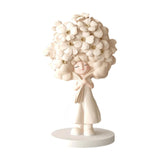 Flower Girl Statue Ideal Gift Table Decoration for Cabinet Desktop Fireplace Apricot