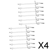 Maxbell 4x Clasp and Clip Ends Set with Extender Chain 12pcs Silve 3mm