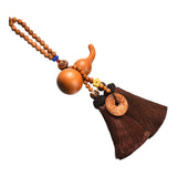 Maxbell Car Pendant Gourd Statue Beaded Universal Wooden Car Mirror Interior Pendant brown