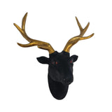 Maxbell Maxbell Wall Mount Deer Head Resin Sculpture Statue for Home Living Room Decoration Black