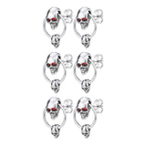 Maxbell 3 Pair Skull Earrings Jewelry Ear Stud Piercing Earrings Women Men Earrings