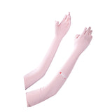 Maxbell Adjustable Arm Sleeves with Gloves Long Arm Covers for Fishing Women Outdoor pink