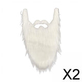 Maxbell 2xLong Beard Costume Adult Kids Dwarf Gnome Beard for Festive Party Supplies White