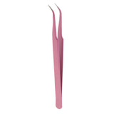 Maxbell Maxbell Stainless Steel False Eyelash Extension Tweezers Clip Curved Head Pink