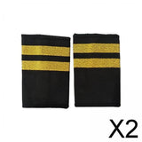 Maxbell 2xAirline Epaulets Traditional with Gold Stripes Officer Shoulder Boards two bars