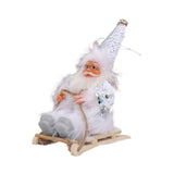 Maxbell Santa Claus Skiing Figure Indoor Desk Santa Claus sleigh Figurine Decoration White