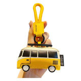 Leather Car Keychain, Motorcycle Decoration, Creative Accessory for Men & Women Yellow Bus