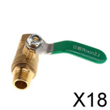 Maxbell 18xFemale x Male-1/4 BSP Thread Full Port Brass Ball Valve Shut Off Switch