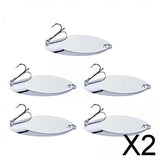 Maxbell 2x5 Pieces Fishing Spoons Lures Spinnerbaits Hooks Bass Baits and Lures Silver 1.5g