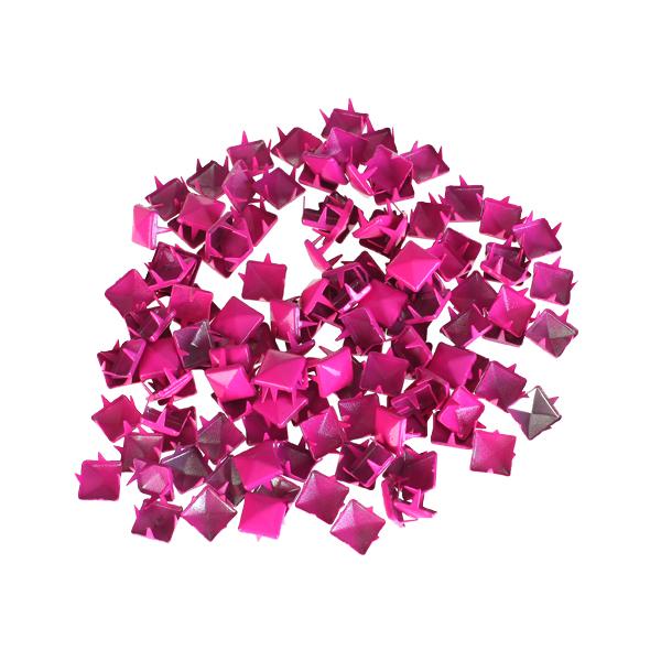 Steel Pyramid Studs Rivets Spot Spikes Jackets Jeans Belts Handbags Shoes DIY Craft Supplies Hot Pink Pack OF 100PCS 9 x 9 x 7mm