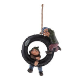 Maxbell Statue Resin Swing Boys Decor Simulation Home Garden Craft with Round Tire - Aladdin Shoppers