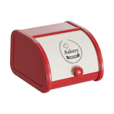 Maxbell Metal Bread Box Roll Top Bread Container for Entryway Kitchen Counter Pantry S White and Red