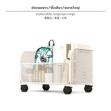 Maxbell 2-Size Book Storage Box with casters, Metal Mesh Organizer Basket, Student Desk Under Storage Bin for Classroom, Study, Office, Large Capacity, Modern design Scallion White Large