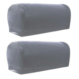 Maxbell 2 Pairs Non-slip PU Leather Stretch Furniture Sofa Armrest Covers Gray