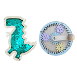 2Pcs Wooden Busy Board Accessory Gears Dinosaur Sequins Board for Boys Girls Green