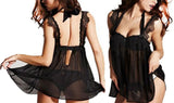 Maxbell Maxbell Sexy Women Lingerie Mini Dress Underwear Babydoll Sleepwear Black 3026