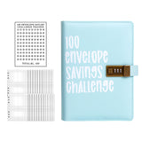 Maxbell Envelope Challenge Binder Budget Book for Budgeting Challenging Saving Money Light Blue