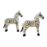 Maxbell Maxbell 2Pcs Wooden Zebra Statue Sculpture Ornament for Desktop Cabinet Shelf Office