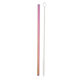 Maxbell 2 Pieces 192mm Long Titanium Drinking Straws with Cleaning Brush Straight