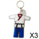 Maxbell 3xTaekwondo Keychain Metal Keyring Cute Bag Charms Key Holder Sports Keychains Blue