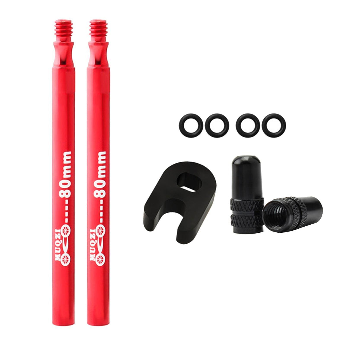 Maxbell Maxbell Presta Value Extender Values Extension with Core & Adaptor 2pcs Red 80mm