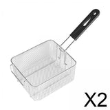 Maxbell 2xFryer Basket with Handle Frying Serving Basket for Barbecue Chips Restaurant 20cmx17.2cmx10.5cm