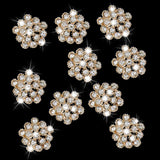 Maxbell 3xCrystal Diamante Pearl Flower Buttons FLATBACK Embellishment L