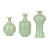 Maxbell 3x Glass Bud Vases Mini Flower Vases Tabletop Decor for Bathroom Home Office Green