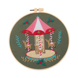 Maxbell Christmas Embroidery Starter Kit with Embroidery Hoop Beginners Cross Stitch Carousel