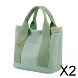 Maxbell 2xWomen Canvas Travel Tote Bag Casual Handbag Top Handle Bag with Compartments Green