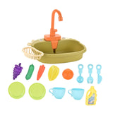 Maxbell Kitchen Sink Toys with Running Water Gifts Play Sink for Children Kids Girls Green