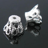Maxbell 50Pcs Silver Plated Metal Crown Bead Caps 6x5mm